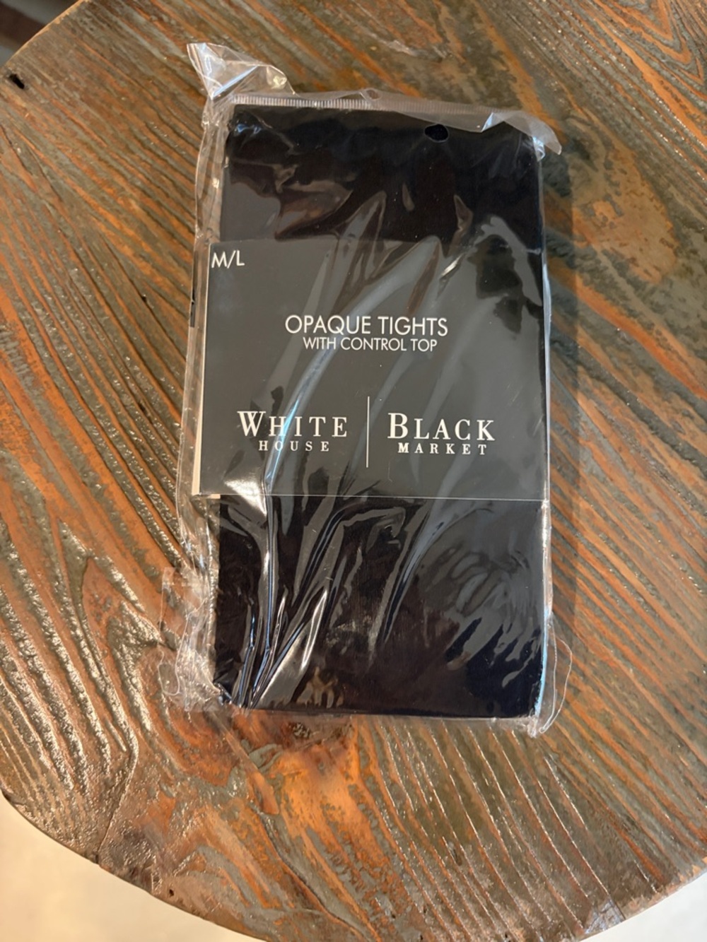 White House Black Market Black Opaque Control Top Tights M/L